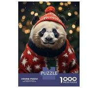 1000 Pieces Jigsaw Puzzles for Teenagers Pandas Cozy Christmas Jigsaw Relaxing Games Presents for Women Christmas Birthday Gifts 52x38cm/1000pcs