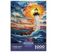 1000 Pieces Jigsaw Puzzles for Teenagers Papercraft Lighthouse Sunset Adult Puzzles Brain Teaser Game Difficult Hard Fun Activities at Home 38x26cm/1000pcs