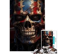 1000 Pieces Jigsaw Puzzles for Teenagers Patriotism Skull Educational Challenge Staycation Kill Time Relax Games for 14+ Puzzle Game Offered (38X26CM)