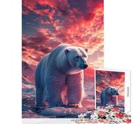 1000 Pieces Jigsaw Puzzles for Teenagers Polar Bear Arctic Sunset Home Decoration Toys Great Gift Hands-on Game Wishlist with Santa Claus Size 38x26cm
