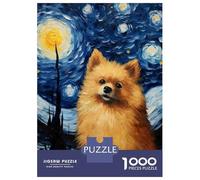 1000 Pieces Jigsaw Puzzles for Teenagers Pomeranian Starry Night Teenager Puzzles Relax Games For Family Fun Challenging Game Gifts 52x38cm/1000pcs