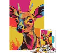 1000 Pieces Jigsaw Puzzles for Teenagers Pop Art Deer Challenging To Complete Enhance Memory Hands-on Game for And from 14 Years And over (50x75cm)