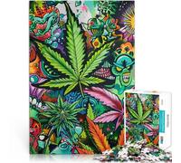 1000 Pieces Jigsaw Puzzles for teenagers Psychedelic Marijuana Leaf Art Denkspiel Heimdekoration Spielzeug38x26cm
