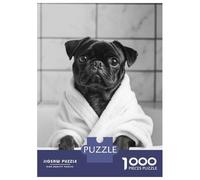 1000 Pieces Jigsaw Puzzles for Teenagers Pug in Robe Funny Bathroom Poster Jigsaw for Adults Hands-on Game Pattern Assembly Fun at Home Activities, 38x26cm/1000pcs