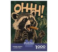 1000 Pieces Jigsaw Puzzles for Teenagers Raccoon Smoking Weed Cigar Adult Puzzles Brain Teaser Game Difficult Hard Fun Activities at Home 70x50cm/1000pcs