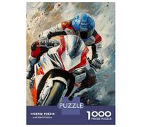 1000 Pieces Jigsaw Puzzles for Teenagers Racing Motorcycle Speed Art Print Puzzle for Adults Relaxing Games Home Decoration Challenging Game Gifts 38x26cm/1000pcs
