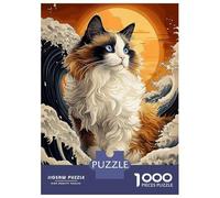 1000 Pieces Jigsaw Puzzles for Teenagers Ragdoll Cat in The Waves Adult Jigsaw Puzzle Family Game Perfect Decoration Fun Activities at Home 70x50cm/1000pcs
