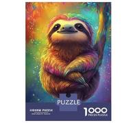 1000 Pieces Jigsaw Puzzles for Teenagers Rainbow Sloth Art Puzzle for Adults Relax Games Hand Speed Race Christmas Birthday Gifts 38x26cm/1000pcs