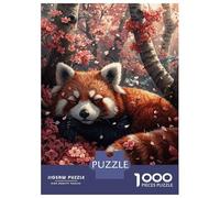 1000 Pieces Jigsaw Puzzles for Teenagers Red Panda Sleeping Sakura Puzzle for Adults Family Games Presents for Women Christmas Birthday Gifts 38x26cm/1000pcs