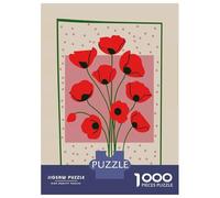 1000 Pieces Jigsaw Puzzles for Teenagers Red Poppy Bouquet Mid Century Puzzle for Adults Relax Games Hand Speed Race Christmas Birthday Gifts 38x26cm/1000pcs
