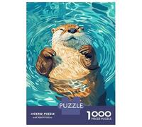 1000 Pieces Jigsaw Puzzles for Teenagers Relaxing Otter in Water Illustration Jigsaw Puzzle Relaxing Games Analysis And Logic Challenging Game Gifts 38x26cm/1000pcs