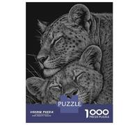 1000 Pieces Jigsaw Puzzles for Teenagers Resting Leopards Black And White Art Puzzles for Adults Relaxing Games Stress Reliever Fun at Home Activities, 70x50cm/1000pcs