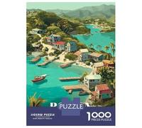 1000 Pieces Jigsaw Puzzles for Teenagers Roatan Honduras Tropical Island Illustration Puzzle for Adults Relax Games Hand Speed Race Christmas Birthday Gifts 70x50cm/1000pcs