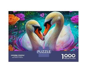 1000 Pieces Jigsaw Puzzles for Teenagers Romantic Swan Pond with Flowers Jigsaw Puzzle Relaxing Games Analysis And Logic Challenging Game Gifts 38x26cm/1000pcs