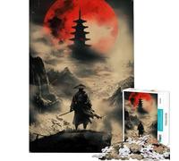 1000 Pieces Jigsaw Puzzles for Teenagers Samurai Blood Moon Vigil Fun Activities at Home Learning Educational Family Game for And 14 Years And over (38X52cm)