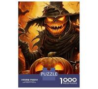 1000 Pieces Jigsaw Puzzles for Teenagers Scary Halloween Scarecrow Pumpkins Puzzles for Adults Relaxing Games Stress Reliever Fun at Home Activities, 38x26cm/1000pcs
