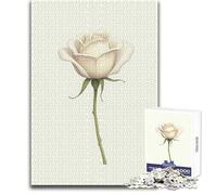 1000 Pieces Jigsaw Puzzles for Teenagers Single White Rose Beautiful Design Game Birthday Present Art Work Gift Size 50x75cm