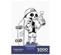 1000 Pieces Jigsaw Puzzles for Teenagers Skateboarder Skeleton Drinking Beer Adult Jigsaw Puzzle Family Game Perfect Decoration Fun Activities at Home 52x38cm/1000pcs