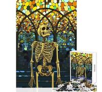 1000 Pieces Jigsaw Puzzles for Teenagers Skeleton Standing in Church Toy Wall Decor Great Gift Practical Game Fun at Home Activities, (Size 50x75cm)