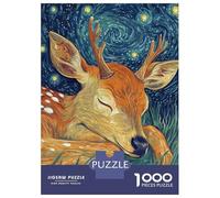 1000 Pieces Jigsaw Puzzles for Teenagers Sleeping Deer Under Starry Night Jigsaw Puzzle Relaxing Games Analysis And Logic Challenging Game Gifts 52x38cm/1000pcs