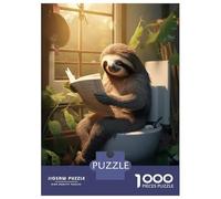 1000 Pieces Jigsaw Puzzles for Teenagers Sloth Toilet Newspaper Jigsaw Puzzle Relaxing Games Analysis And Logic Challenging Game Gifts 52x38cm/1000pcs