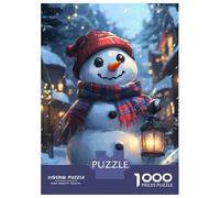 1000 Pieces Jigsaw Puzzles for Teenagers Smiling Snowman with Lantern Christmas Adult Puzzles Brain Teaser Game Difficult Hard Fun Activities at Home 38x26cm/1000pcs