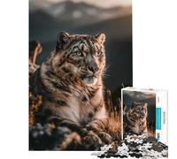 1000 Pieces Jigsaw Puzzles for Teenagers Snow Leopard in Mountain Learning Educational Toys for Educational Game Improve Memory Gifts Birthday (Size 38x52cm)