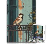 1000 Pieces Jigsaw Puzzles for Teenagers Sparrows Perched on Fence Beautiful Design Game Birthday Present Art Work Gift Size 38x26cm