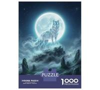 1000 Pieces Jigsaw Puzzles for Teenagers Spirit Wolf Under The Moon Jigsaw for Adults Hands-on Game Pattern Assembly Fun at Home Activities, 52x38cm/1000pcs