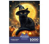 1000 Pieces Jigsaw Puzzles for Teenagers Spooky Witch Cat Puzzle for Adults Relax Games Hand Speed Race Christmas Birthday Gifts 38x26cm/1000pcs