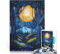 1000 Pieces Jigsaw Puzzles for teenagers Stained Glass Forest Hands-on-Spiel mit passendem Poster und Quizblatt52x38cm