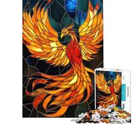 1000 Pieces Jigsaw Puzzles for Teenagers Stained Glass Phoenix Challenging To Complete Enhance Memory Hands-on Game for And from 14 Years And over (38x52cm)