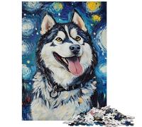 1000 Pieces Jigsaw Puzzles for Teenagers Starry Husky Smile Hands-on Game Staycation Kill Time Home Decoration Toys Birthday Present, Gifts, Size 75x50cm