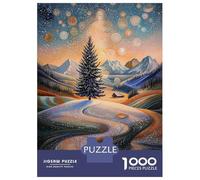1000 Pieces Jigsaw Puzzles for Teenagers Starry Winter Tree in Pointillist Style Jigsaws for Adults Family Game But Fun And Humorous Christmas Birthday Gifts 52x38cm/1000pcs