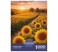 1000 Pieces Jigsaw Puzzles for Teenagers Sunflower Field at Sunset Jigsaw for Adults Hands-on Game Pattern Assembly Fun at Home Activities, 38x26cm/1000pcs