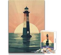 1000 Pieces Jigsaw Puzzles for Teenagers Sunset Lighthouse Brainteaser Family Games Analysis And Logic Toy Wall Decor Size 50x75cm