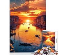 1000 Pieces Jigsaw Puzzles for Teenagers Sunset on The Canal in Imaginary Venice Toy Wall Decor Gifts for Women Men for Educational Game Enhance Love between Couples Size 38x52cm