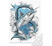 1000 Pieces Jigsaw Puzzles for Teenagers Tattoo Design Swordfish Jigsaws for Adults Hands-on Game But Fun And Humorous Unique Birthday And Xmas Gifts 70x50cm/1000pcs