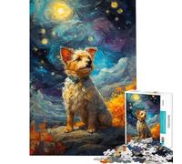 1000 Pieces Jigsaw Puzzles for Teenagers Tibet Terrier Starry Night Jigsaw for Adults Hands-on Game But Fun And Humorous Fun Activities at Home (size 38x52cm)