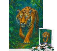 1000 Pieces Jigsaw Puzzles for Teenagers Tiger Approaching in Tropical Foliage Brain Teaser Game Tough Challenge Anti-Stress Toys for Birthday, Chrismas (38X52CM)