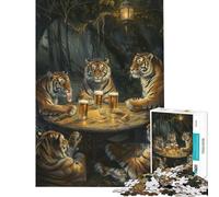 1000 Pieces Jigsaw Puzzles for Teenagers Tigers Beer In Tavern Fun Activities at Home Learning Educational Family Game for And 14 Years And over (38X52cm)