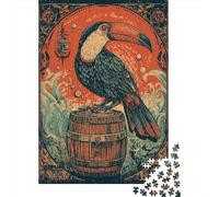 1000 Pieces Jigsaw Puzzles for Teenagers Toucan Bird Barrel Art Print Puzzles for Adults Relaxing Games Stress Reliever Fun at Home Activities, 38x26cm/1000pcs