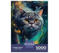 1000 Pieces Jigsaw Puzzles for Teenagers Underwater Cat 4 Jigsaw Relaxing Games Presents for Women Christmas Birthday Gifts 52x38cm/1000pcs