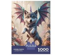 1000 Pieces Jigsaw Puzzles for Teenagers Unicorn Wolf Pup with Dragon Wings Jigsaws for Adults Family Game But Fun And Humorous Christmas Birthday Gifts 52x38cm/1000pcs