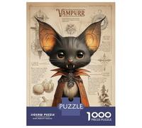 1000 Pieces Jigsaw Puzzles for Teenagers Vampurr Cat Vampire Creature Adult Puzzles Brain Teaser Game Difficult Hard Fun Activities at Home 70x50cm/1000pcs