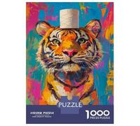 1000 Pieces Jigsaw Puzzles for Teenagers Vibrant Tiger Art -10 Adult Puzzles Brain Teaser Game Difficult Hard Fun Activities at Home 52x38cm/1000pcs
