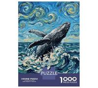 1000 Pieces Jigsaw Puzzles for Teenagers Whale Breaching in Van Gogh Teenager Puzzles Brain Teaser Game A Work of Art Fun at Home Activities, 38x26cm/1000pcs