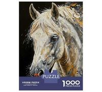 1000 Pieces Jigsaw Puzzles for Teenagers White Horse Portrait Jigsaw for Adults Hands-on Game Pattern Assembly Fun at Home Activities, 38x26cm/1000pcs