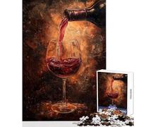 1000 Pieces Jigsaw Puzzles for Teenagers Wine Pouring Into Glass Painting Fun Games Stress Reliever Educational Toy Enhance Love between Couples (38x52cm)