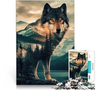 1000 Pieces Jigsaw Puzzles for teenagers Wolf And Mountain Double Exposure Analyse und Logik Lustiges Geschenk38x26cm